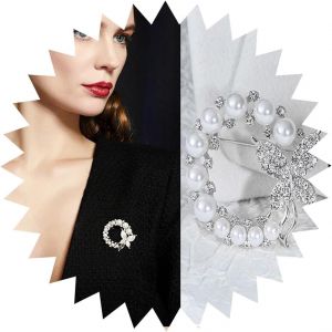Kjdal-Broche Perle Broche Papillon Broche Or Perle Strass Cz Broche Perle Vintage Broche Cardigan Clip Revers Clip Chemise Bijoux Pour Femmes Et Filles Cadeaux - Neuf