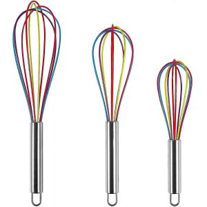 Fouet En Silicone, Lot De 3, Mini Fouet En Acier Inoxydable, Fouet Ballon, Cuisine Color&eacute;e - Neuf