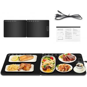 NouvelHorizonstore-Plaque Chauffante &Eacute;lectrique Pliable 80&times;30 cm, Chauffe Plat &Eacute;lectrique &agrave; Temp&eacute;rature R&eacute;glable, Plateau Chauffant pour Buffets, Banquets et Repas de Famille, Maintien au Chaud et D&eacute; - Neuf