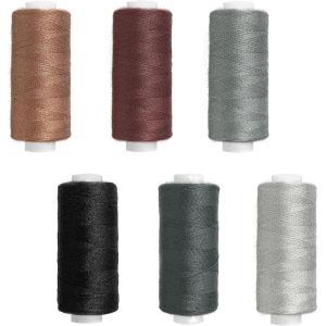 Chenquansarl-Kit De Fils &Agrave; Coudre En Polyester Solide De 6 Couleurs, 390 M Par Bobine, Pour Machine &Agrave; Coudre &Agrave; La Main (S&eacute;rie Noire) - Neuf
