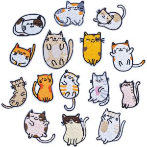 Kalanka-15 Pi&egrave;ces Animaux Broderies &Eacute;cusson, Mignon Thermocollant Ecusson &Agrave; Coudre, D&eacute;coratifs Brod&eacute; Applique De Chat, Autocollant De Patch &Agrave; Repasser Pour Diy V&ecirc;tement T-Shirt Jeans Sac &Agrave; Dos Veste - Neuf