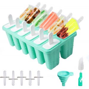 Kal-Moule Glace 12 Cavités, Avec Batonnet Glace, Brosses Et Entonnoirs Pliants, Silicone Moule À Glace Pour Glace, Sans Bpa¿Vert) - Neuf