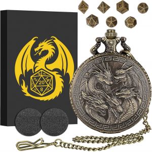 Eryi-Lot De Mini Dés Dnd, Steampunk Cinq Têtes De Dragon Coquille De Montre De Poche, 7 Pièces Dés D&d En Métal Polyédrique, Cadeaux D&d Avec Boîte Cadeau, Accessoires De Jeux De Société De Rôle, Bro - Neuf
