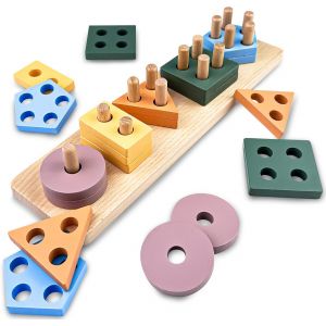 ChenQuanSarl-Jouets D'Éveil, Jeux Montessori, Jouet Empilable En Bois, Jeu De Tri Montessori, Jouets D'Activité Et De Développement, Reconnaissance Des Couleurs, Puzzle Jeux Cadeau Fille Garcon 1 2 3 - Neuf