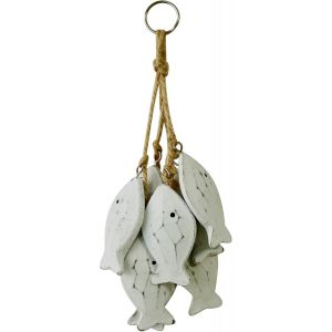 7,62 Cm Suspension Poisson En Bois Sculpté À La Main Avec Corde De Jute,Style Méditerranéen Pour Suspension Murale,Blanc,8 Pcs/Set (Poisson) - Neuf