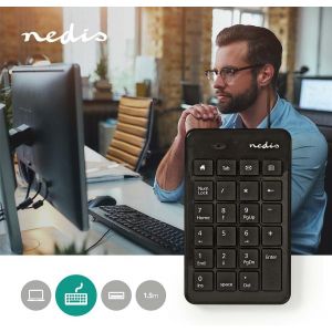 SUBZONAL-Nedis Clavier numérique avec câble USB Noir - Neuf