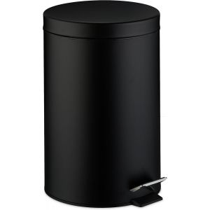 Poubelle De Cuisine, 20 Litres, Avec Couvercle, Seau Int&eacute;rieur Amovible, P&eacute;dale De Pied, Design Mat, Poubelle &Agrave; P&eacute;dale, Noire, Noir - Neuf