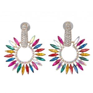 Boucles D¿Oreilles Colorées En Strass - Grand Lustre Dangle Pour Femmes - Neuf