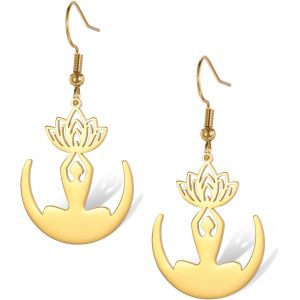 Kal-Collier Avec Pendentif Fleur De Lotus En Acier Inoxydable Unalome - Collier Ras Du Cou - Symbole Chakra - G&eacute;om&eacute;trie Hindoue - Bijou Spirituel - Cadeau Pour Homme Et Femme - Neuf