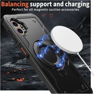 Trahoo-360°Rolatif Support Magnétique Coque Pour Samsung Galaxy Xcover 7 Pro [Cd Anneau Support Stable Pour Mag-Safe] [N°1 Puissance Magnétique & Antichoc Protection Militaire] Noir - Neuf