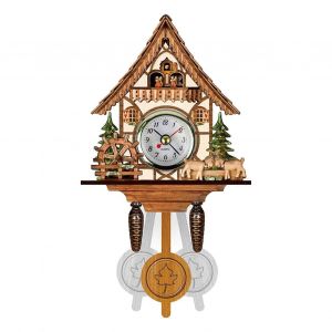 Reveil precis et fiable a clochettes d'oiseaux, Never Miss Wood, horloge traditionnelle de chalet de la Foret-Noire, horloge a coucou, CM005 - Neuf