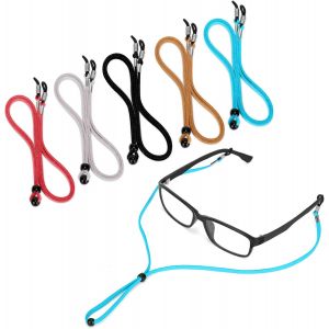 Lot De 5 Sangles De Lunettes En Cuir De Qualit&eacute; Sup&eacute;rieure, R&eacute;glables Et Antid&eacute;rapantes, Pour Homme Et Femme, Avec 2 Cadeaux Gratuits - Neuf