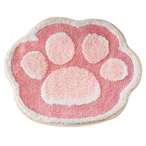 Tapis de sol de salle de bain en forme de griffe de chat - Antid&eacute;rapant, absorbant, rose - Neuf