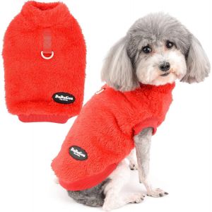 Kalanka-Pull-Overs Chaud En Polaire Pour Petit Chien Manteau D'hiver V&ecirc;tement Doux Et Pelucheux Avec Anneau En D Pour Harnais Laisse Chiot Chien/Chat Veste Temps Froid Chihuahua Pull Rouge S - Neuf