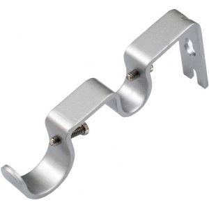 Support de tringle à rideaux robuste, support double pour tringle de 1"" et 5/8"", non réglable, lot de 3 (argenté) - Neuf