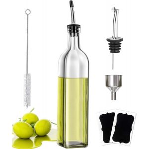 Eryi-Distributeur D'huile D'olive En Verre De 500 Ml, Livré Avec Un Mamelon De Graisse, Un Entonnoir De Distribution, Bouteille D'huile Borosilicate Transparente Pour Cuisine, Récipient D'huile De Cu - Neuf