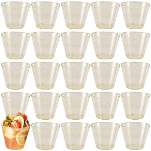 Gobelets En Plastique Dor&eacute; Verres &Agrave; Vin En Plastique Transparent,Pour Tasses De F&ecirc;te 25 Pi&egrave;ces - Neuf