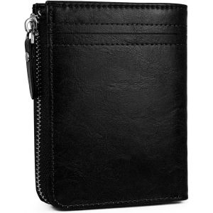 Portefeuille Pour Homme - En Cuir Synth&eacute;tique Souple - Fin - Avec Compartiment &Agrave; Monnaie - Minimaliste - Avec Fen&ecirc;tre D'Identit&eacute; - Fermeture &Eacute;clair - Plusieurs Compartiments Pour Cartes, - Neuf