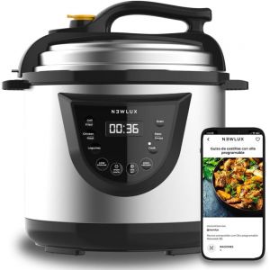 Newlux- Mijoteuse &Eacute;lectrique Programmable Chef Pot V110. Multicuiseur &Eacute;lectrique Multifonction,10 Programmes,1000W,6L,Conserve La Chaleur,Syst&egrave;me Duo-Pressure,R&eacute;cipient 100% Antiadh&eacute;sif - Neuf