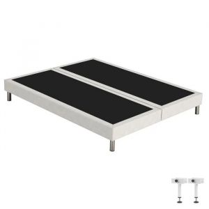 Sommier tapissier - EBAC LITERIE - SR15 - 2x90x190 - Beige - Lattes bois massif - Neuf