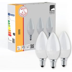 Kal-Lot De 3 Ampoules Led 14, Lampes En Verre Opaque, Forme De Bougie, 4,9 Watts Chacune, 3000 Kelvin, Blanc Chaud, C37, Ø 3,7 Cm - Neuf