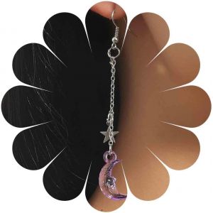 Kal-Boucles D'oreilles Croissants Lune Cristal Boucles D'oreilles Lune Strass Boucles D'oreilles Lune Argent Boucles D'oreilles Longues &Eacute;toiles &Agrave; Pompons Bijoux Pour Femmes Et Filles (Blanc) - Neuf