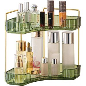 Organisateur Maquillage, Rangement Maquillage, Organisateur De Cosmétiques, Présentoir Cosmétique, Organisateur De Parfum Pour Salle De Bain (2 Couches, Vert)[App8811346] - Neuf