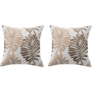 CAUC-Lot de 2 taies d'oreiller 45 x 45 cm, taie d'oreiller en lin avec fermeture &eacute;clair invisible, housses de coussin pour canap&eacute;, canap&eacute;, int&eacute;rieur et ext&eacute;rieur. (dor&eacute;) - Neuf