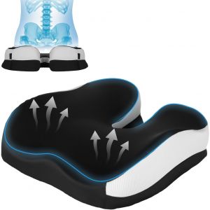 SUBZONAL-Coussin Coccyx, Rehausseur Voiture avec Mousse &agrave; M&eacute;moire de Forme &Eacute;paisse 10cm, Design en U Orthop&eacute;dique avec Tissu R&eacute;ticulaire Respirant, Anti-Escarres Fessier pour Conducteur et Bureau, No - Neuf
