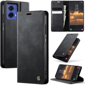 Motorola Moto G85 Premium Pu Leather Case With Card Slots Wallet Case With Stand Function Flip Case Cover For Motorola Moto G85  Black - Neuf