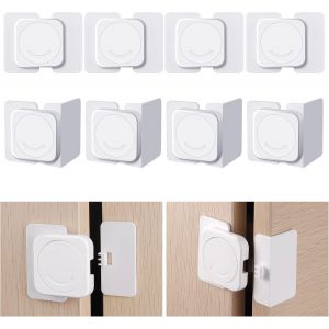 8pcs À L'épreuve Des Enfants Meubles De Serrures, Taille 2 (4pcs Plat + 4pcs Vertical) À L'épreuve Des Enfants Serrure Armoire Pour Les Armoires Et Les Tiroirs, Réfrigérateur, Armoires, Tiroirs, Lav - Neuf