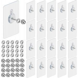 20 Pi&egrave;ces Adhesif Accroche Tableau Sans Percer, Fixation Murale Accroche Cadre Sans Percer, Clous de Suspension Adh&eacute;sifs Mural, Accroche Tableau Adhesif pour Accroche Cadres Photo D&eacute;coratives - Neuf