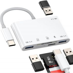 LORANKA-Adaptateur USB C &Agrave; USB(6 En 1)Lecteur de Carte SD Pour Apple IPhone15 Micro SD TF Carte Lecteur Pour iPad C&acirc;ble OTG 3.0 M&eacute;moire Accessoires Cl&eacute; Appareil Photo Memory Adapter Compatible Pour S - Neuf