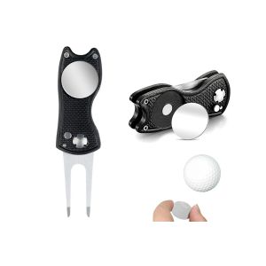 Outil De R&eacute;paration De Divots De Golf Avec Marque-Balle Et Fourche Escamotable - Lot De 2 - Neuf