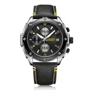 Montre-Bracelet De Montre À Quartz Multifonctionnelle Megir (Cadran Noir + Boîtier En Acier + Bracelet De Montre Rouge Noir) - Neuf