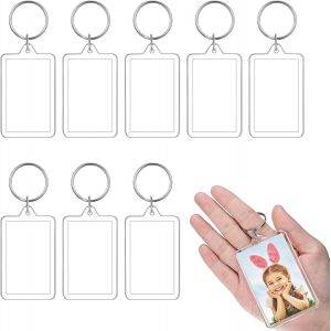 KAL-Porte-Clés Photo[8 Pièces], Porte-Clé Transparent, Acrylique Porte Clef, Vierge Rectangle, Avec Anneau Brisé Pour Famille, Amis, Cadeaux Et Artisanat - Neuf