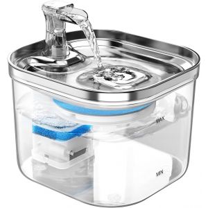 Fontaine A Eau Chat Avec Filtre Et Pompe Silencieuse, 2.0l Distributeur Eau Cha Pour Chats Et Petits Chiens, 3 Modes De D&eacute;bit D'eau, Facile &Agrave; Nettoyer. - Neuf