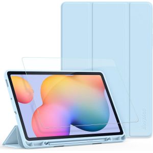 Kal-&Eacute;tui Pour Samsung Galaxy Tab S6 Lite 10,4 Pouces 2024 2022 2020 Avec Verre Tremp&eacute; - Ultra Mince Vec Couvercle L&eacute;ger &Eacute;tui En Cuir Pu Pour Tablettes&iquest;Bleu Clair&iquest; - Neuf