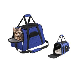 Sac De Transport Pour Animaux De Compagnie Avec Poche Chauffe-Mains Pour Chiens Et Chats - Bleu Fonc&eacute; - Neuf