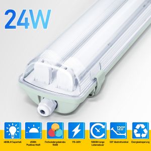 2X R&eacute;glette LED &Eacute;tanche Lampe LED pour pi&egrave;ces humides Lampe ovale pour ext&eacute;rieur 150cm 2 x 24W Blanc froid - Neuf