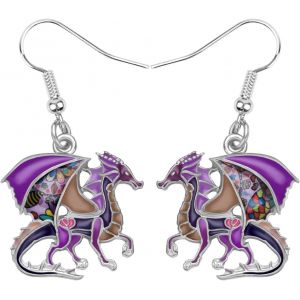 Kal-Boucles D'oreilles Dragon Fantaisie En Émail Alliage De Zinc Pendentif Dinosaure Bijoux Cadeau Femme Filles Charms - Neuf