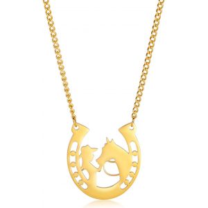 Kal-Collier De Cheval Pour Les Femmes Fer &Agrave; Cheval Pendentif Chaussure Western &Eacute;questre Lucky Animal Mignon Bijoux Cadeaux Pour L'amour Des Chevaux - Neuf