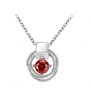 Romad Femmes Dame El&eacute;gant Rouge Strass D&eacute;coration Pendentif Pendentif Collier Cha&icirc;ne Plaqu&eacute; - Neuf