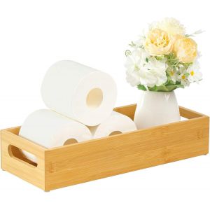ERYI-Porte-Papier Toilette, Support Sans Perçage, Porte-Serviettes En Bambou, Boîte De Rangement En Bois Au-Dessus Des Toilettes, Parfait Pour Cuisine Et Salle De Bain, Beige - Neuf
