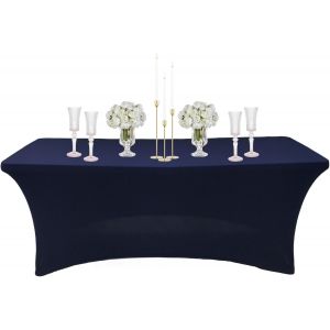 Sjzg-Nappe Rectangulaire Spandex Anti Tache,122cm Bleu Foncé Nappe De Table Imperméables Lavable Extensible,Pour Décoration Table De Terrasse,Cuisine,Mariage,Anniversaire,Fêtes,Halloween,Pique-Niques - Neuf