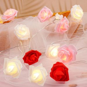 TRAHOO-Guirlande Lumineuse en Roses,20 LED Fleurs en mousse lumineuse en rose 3 M Guirlande Lumineuse Fleur Piles avec Pour No&euml;l mariage d&eacute;coration de la maison - Neuf