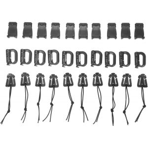 Jgd-Outil De Gestion De Sangle 30 Pi&egrave;ces, Attaches De Sangle Molle Web Dominator Cordes &Eacute;lastiques Avec Anneau En D Pour Sac Molle (Le Noir) - Neuf