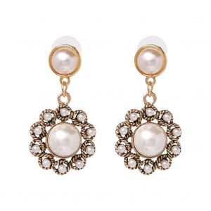 Boucles D'oreilles Pendantes En Alliage Pour Femme, Delicates Et A La Mode, En Forme De Fleur Et De Perle, Accessoire De Bijouterie - Neuf