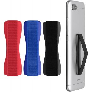 Kal-3x Support Doigt Smartphone - Accessoire Doigt Pour Téléphone Portable - Sangle Poignée Dos Smartphone - Noir-Bleu-Rouge - Neuf