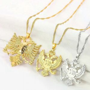 Aigle Albanais Pendentif Collier Or Albanais À Deux Têtes Aigle Ras De Cou Chaîne Bijoux Pour Cadeaux Ethniques - Neuf